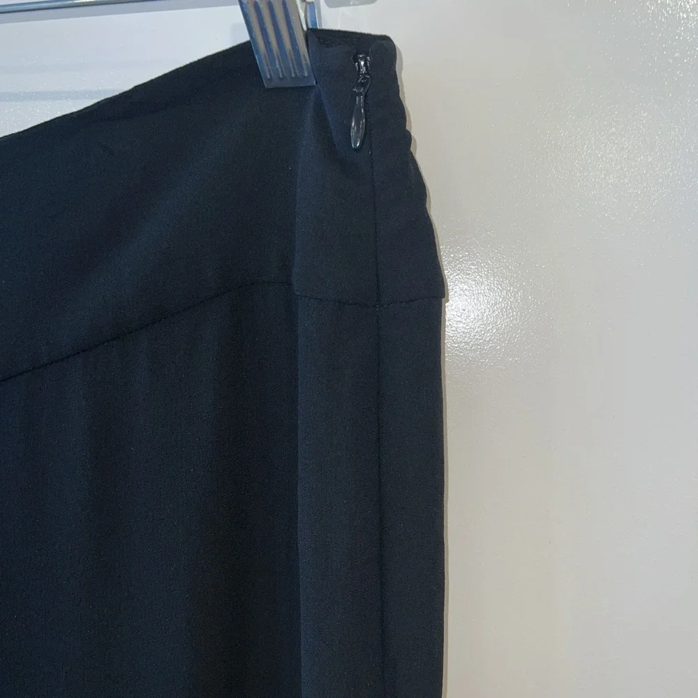 Eileen Fisher Silk Georgette Crepe Straight Pant Womens Size Medium Black